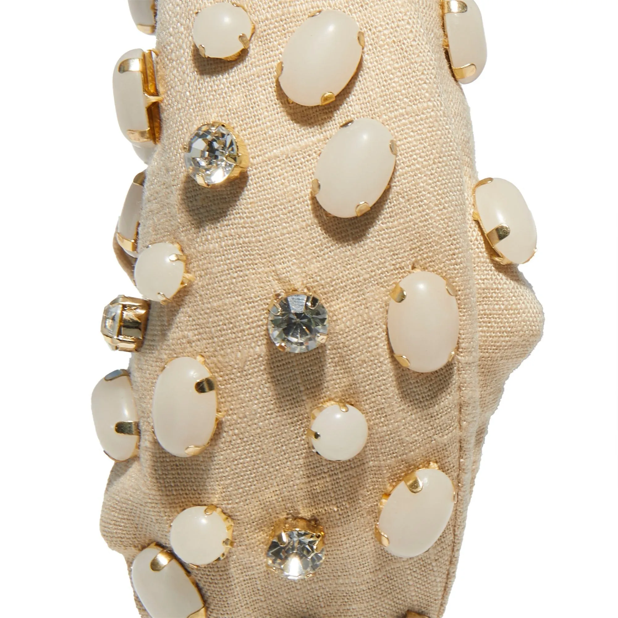 OPAL BISQUE LINEN EMBELLISHED GRETA HEADBAND sold by Lele Sadoughi product image thumbnail 5