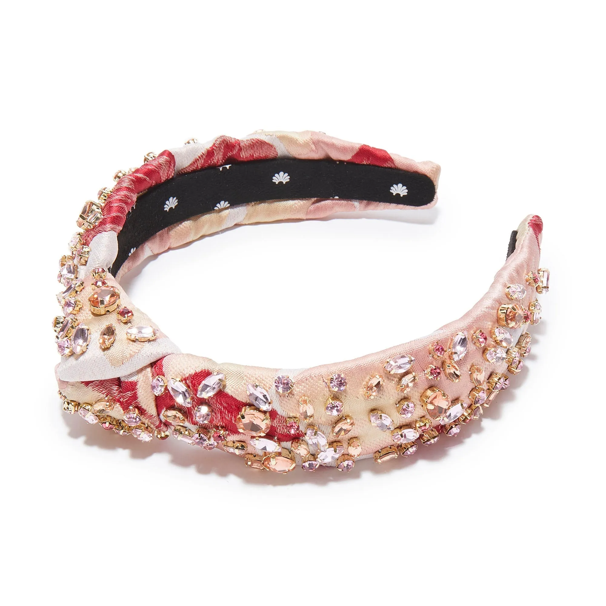ROSE FLORAL SLIM KNOTTED EMBELLISHED HEADBAND sold by Lele Sadoughi
