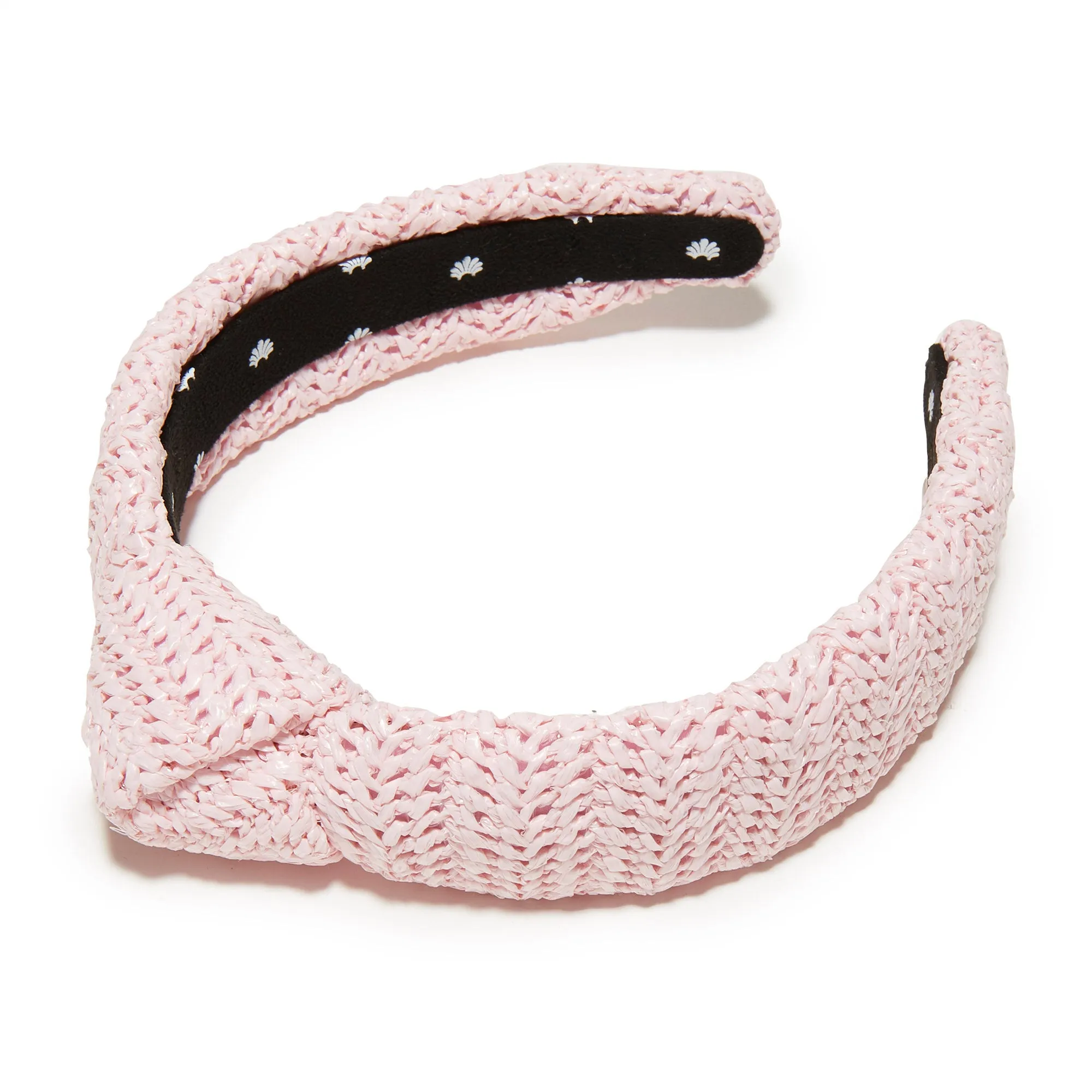 BLUSH RAFFIA SLIM KNOTTED HEADBAND sold by Lele Sadoughi