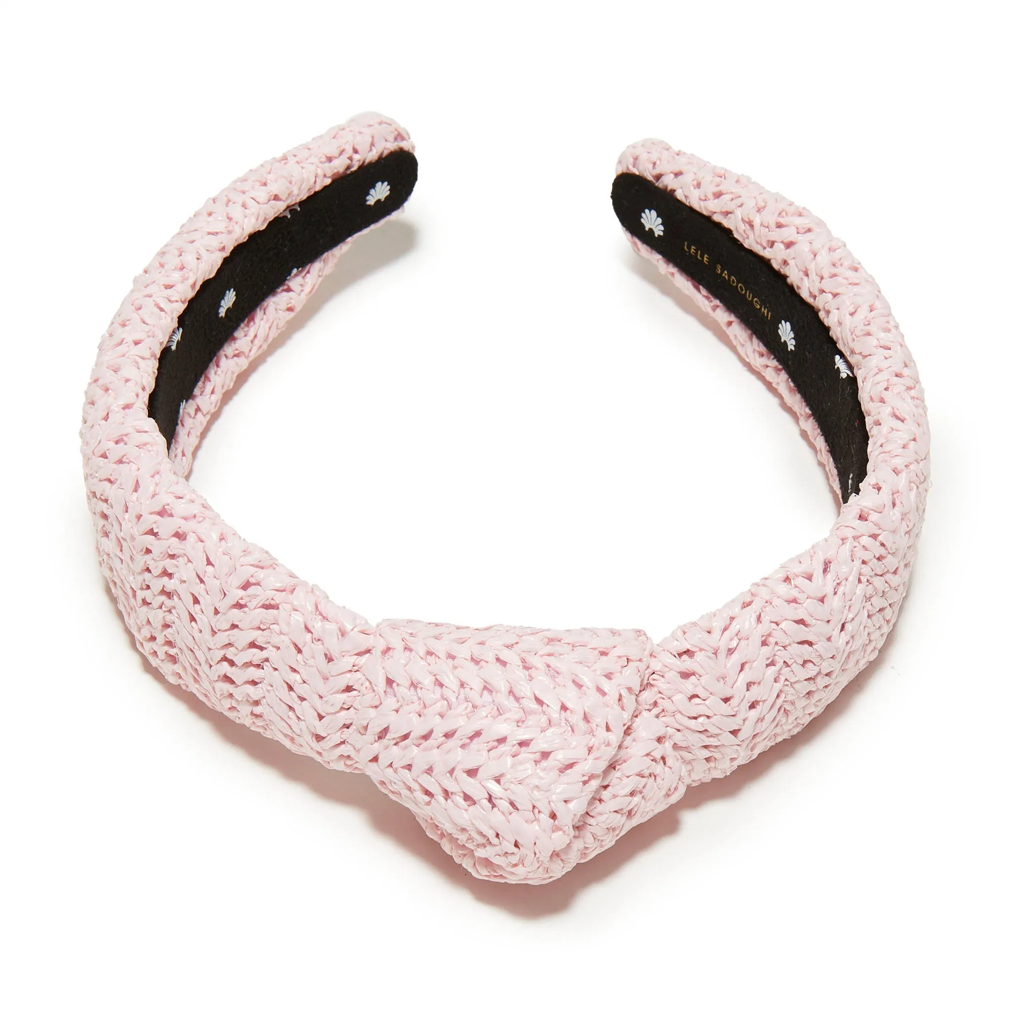 BLUSH RAFFIA SLIM KNOTTED HEADBAND sold by Lele Sadoughi product image thumbnail 5