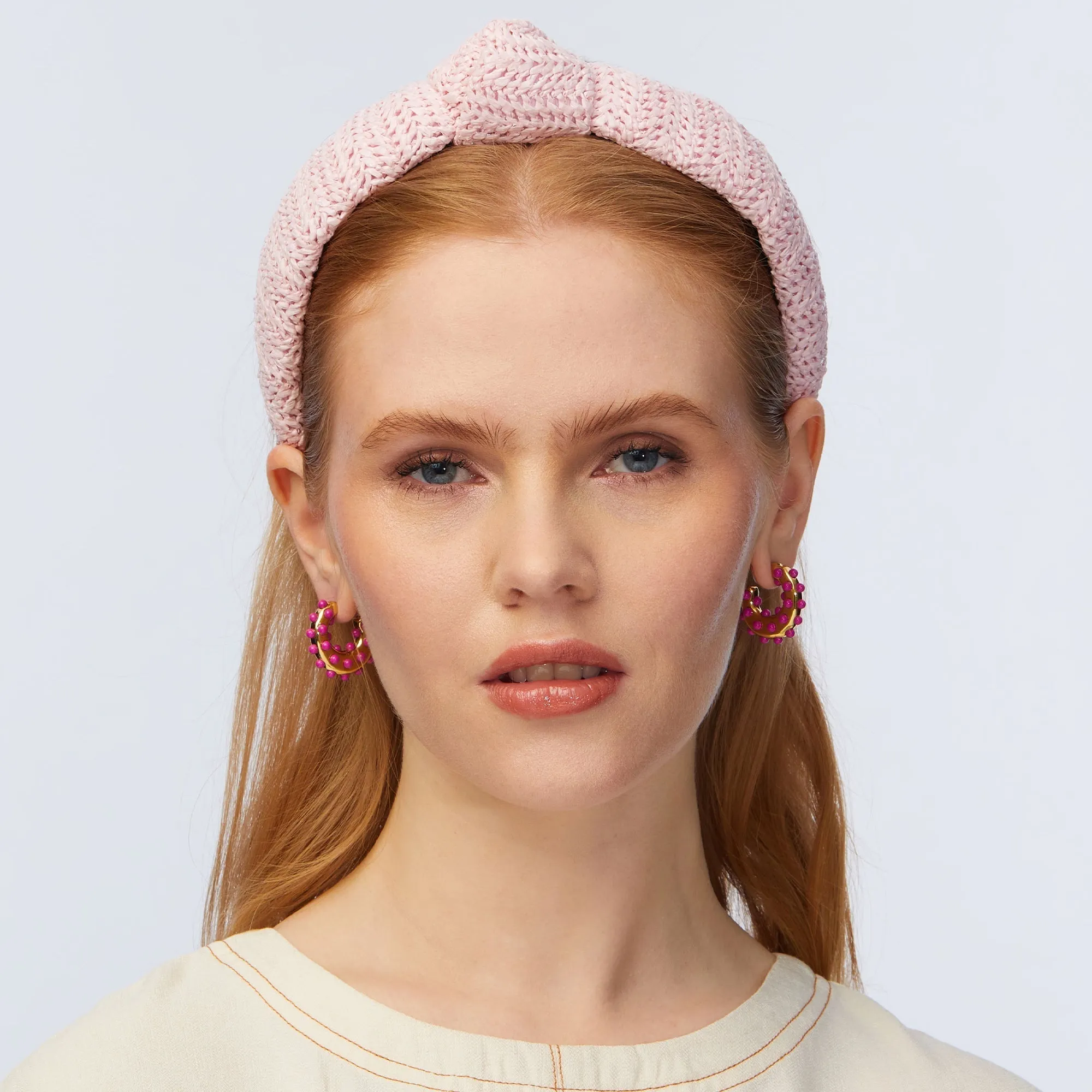 BLUSH RAFFIA SLIM KNOTTED HEADBAND sold by Lele Sadoughi product image thumbnail 2