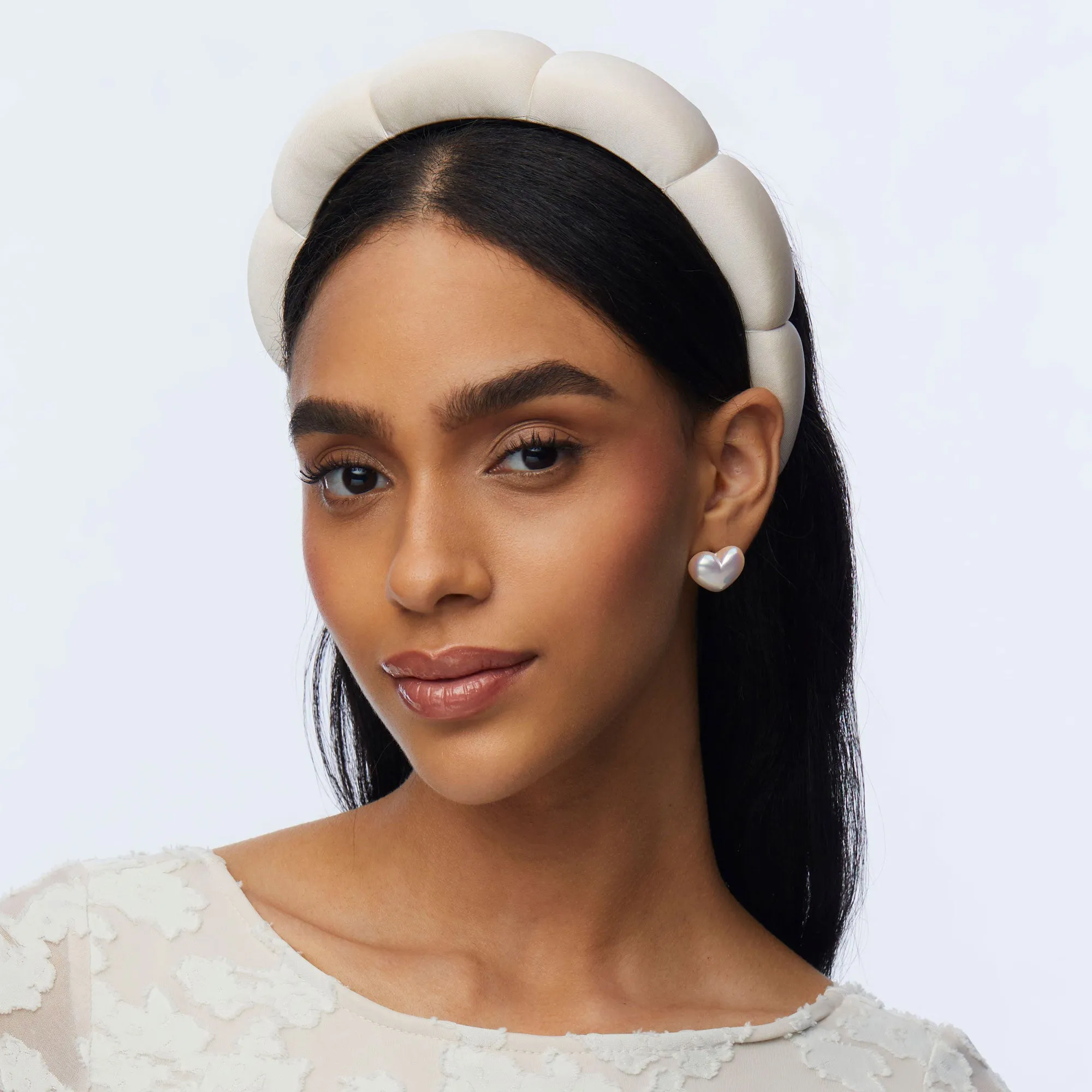 IVORY SATIN SCALLOPED HEADBAND sold by Lele Sadoughi product image thumbnail 2