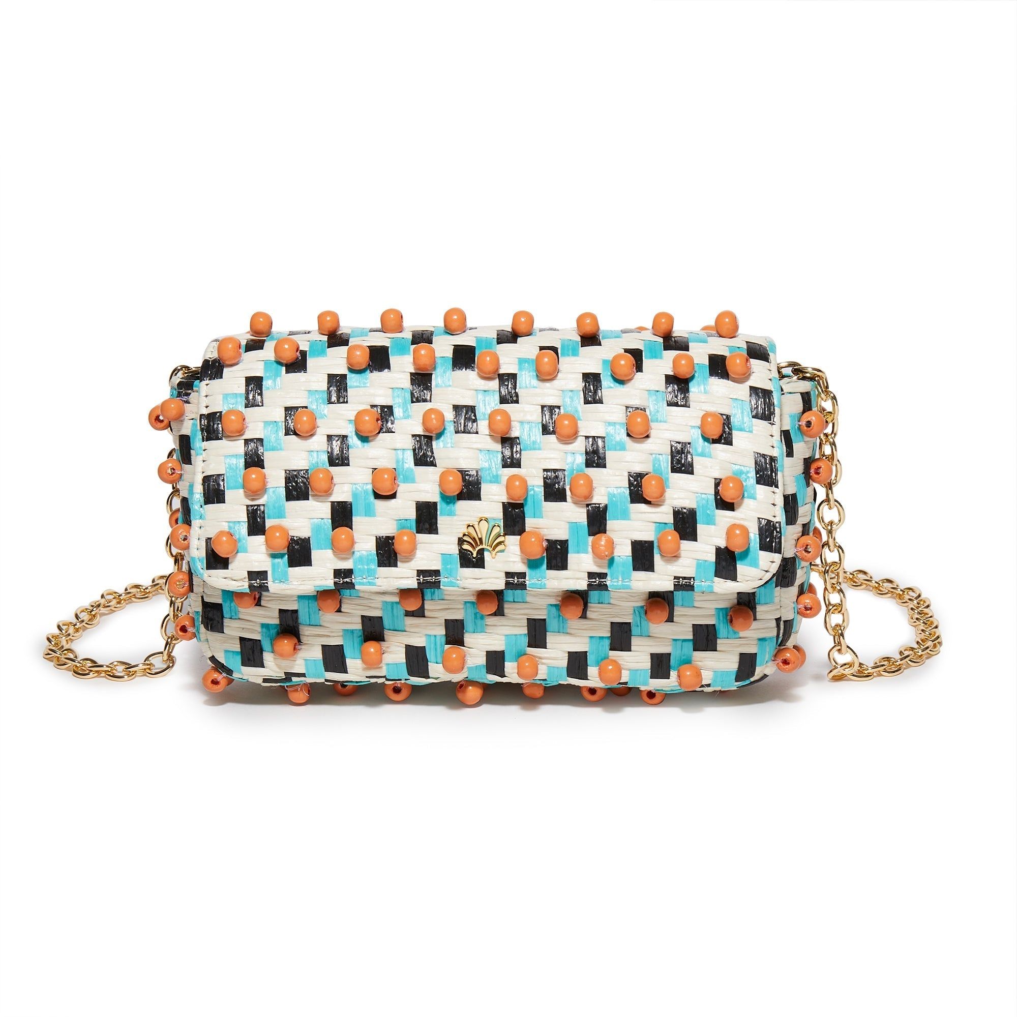 CORAL SUNSET BELEN RAFFIA WOVEN BELT BAG sold by Lele Sadoughi