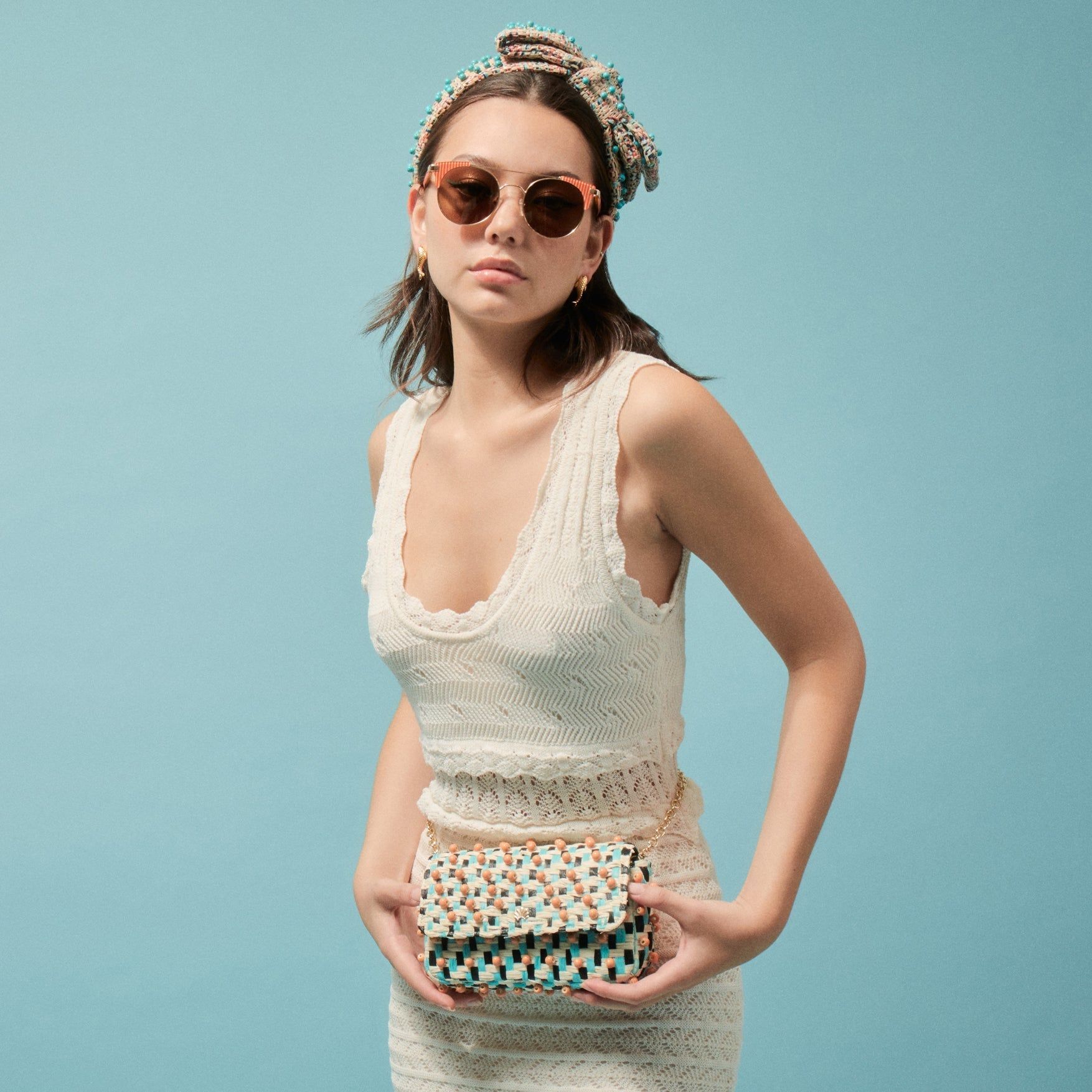 CORAL SUNSET BELEN RAFFIA WOVEN BELT BAG sold by Lele Sadoughi product image thumbnail 4