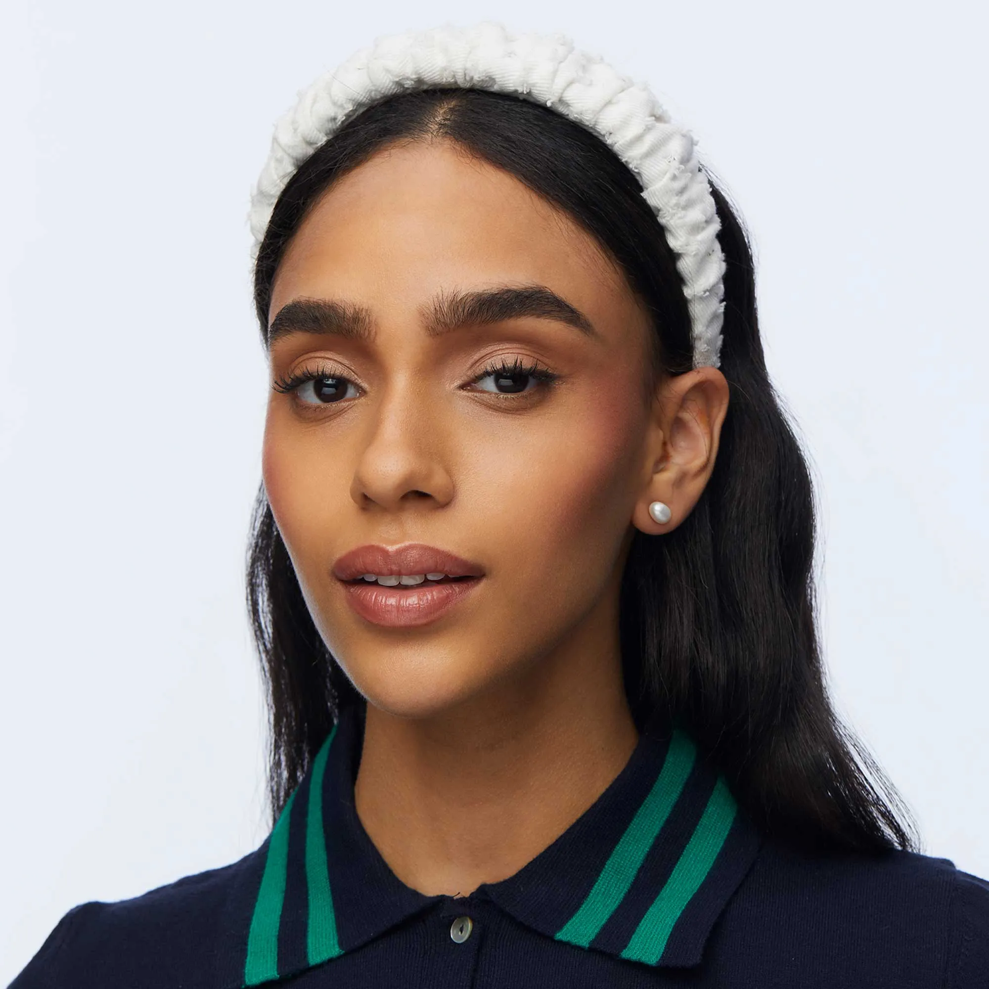 CHALK DISTRESSED DENIM KELLY HEADBAND sold by Lele Sadoughi product image thumbnail 2