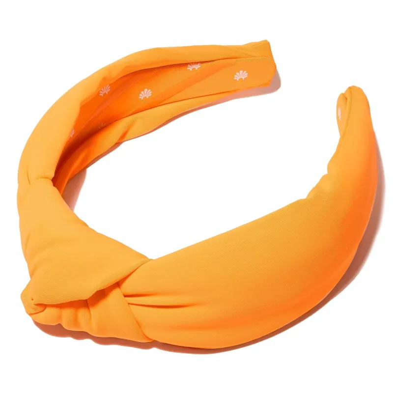 TANGERINE NEOPRENE KNOTTED HEADBAND sold by Lele Sadoughi