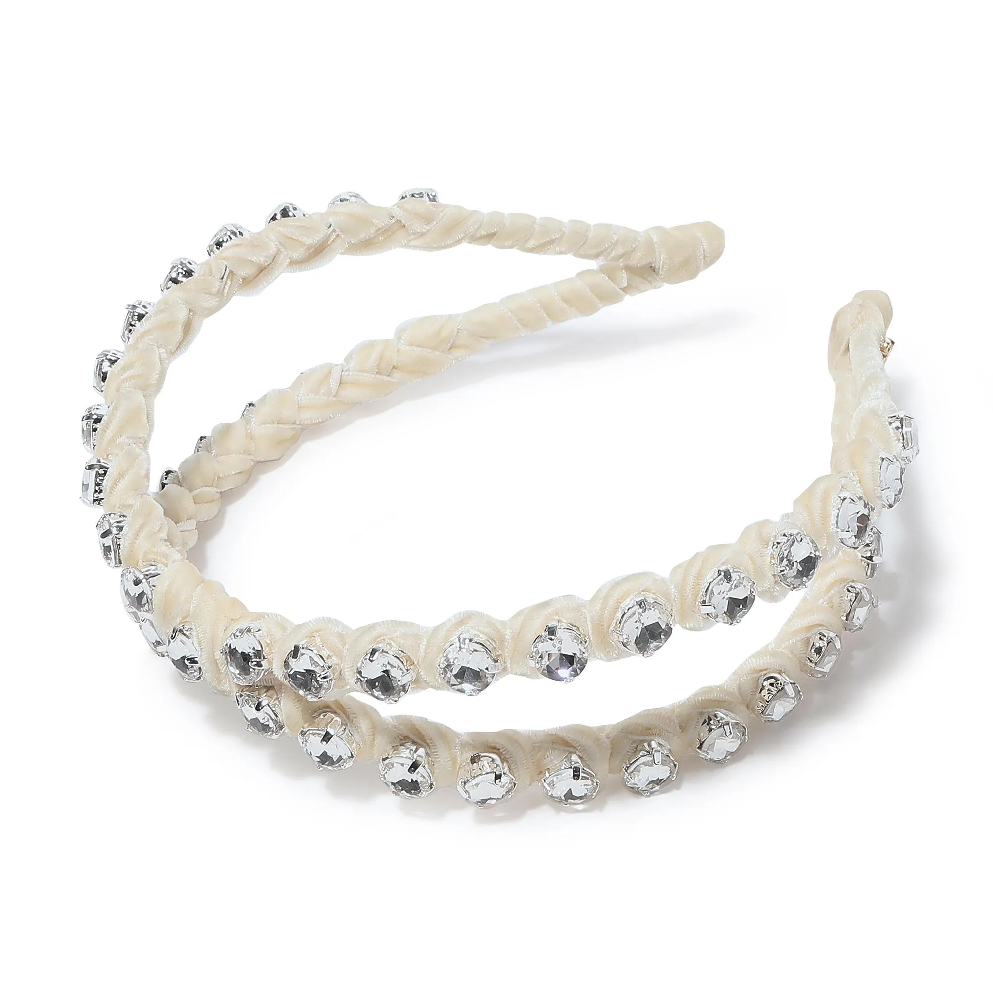 IVORY CRYSTAL CROSSOVER HEADBAND sold by Lele Sadoughi