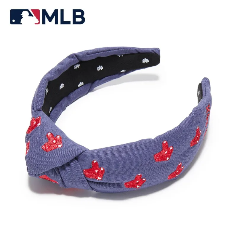 BOSTON RED SOX LELE SADOUGHI / MLB NAVY EMBROIDERED KNOTTED HEADBAND sold by Lele Sadoughi