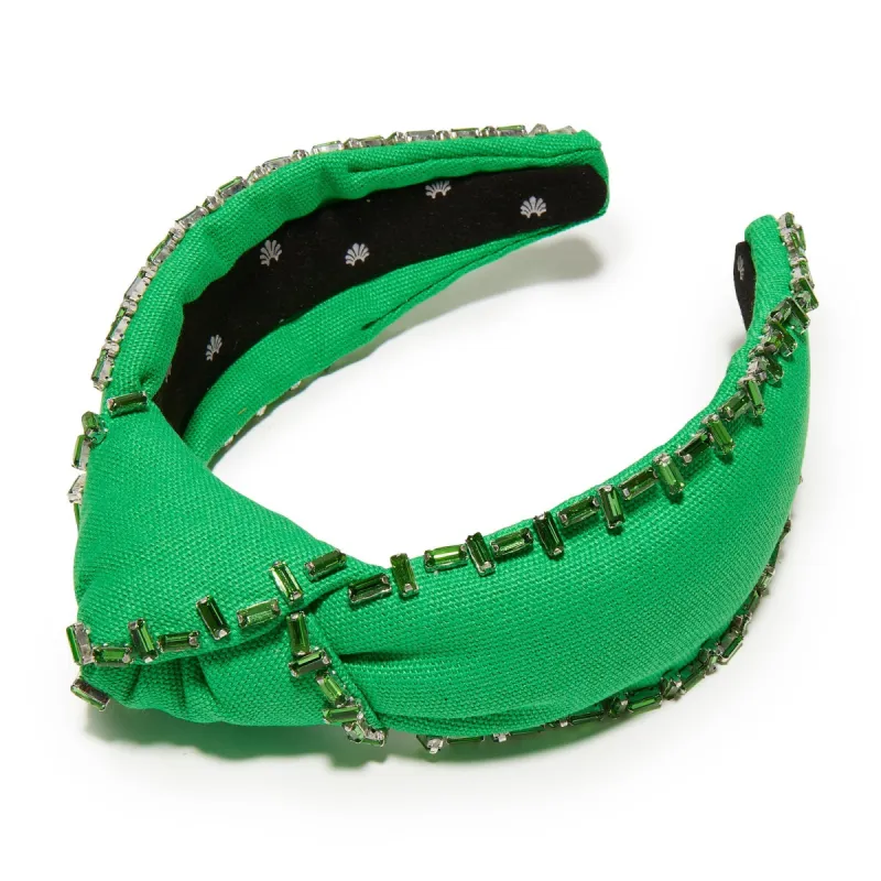 GRASS GREEN CRYSTAL TRIM KNOTTED HEADBAND sold by Lele Sadoughi