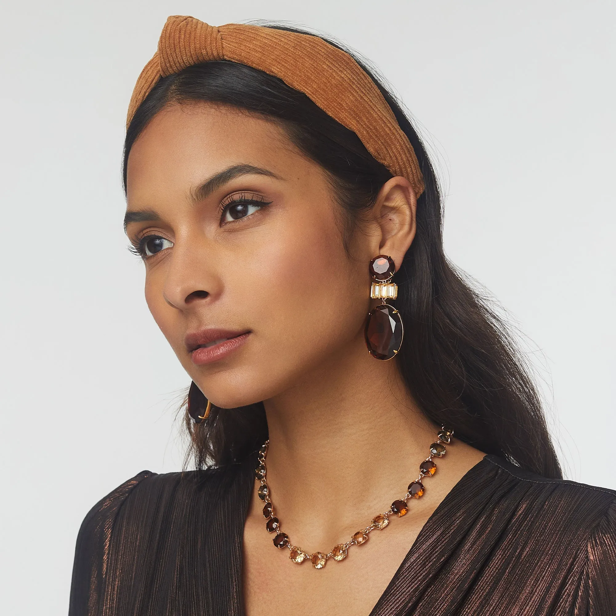 CAMEL CORDUROY SLIM KNOTTED HEADBAND sold by Lele Sadoughi product image thumbnail 4