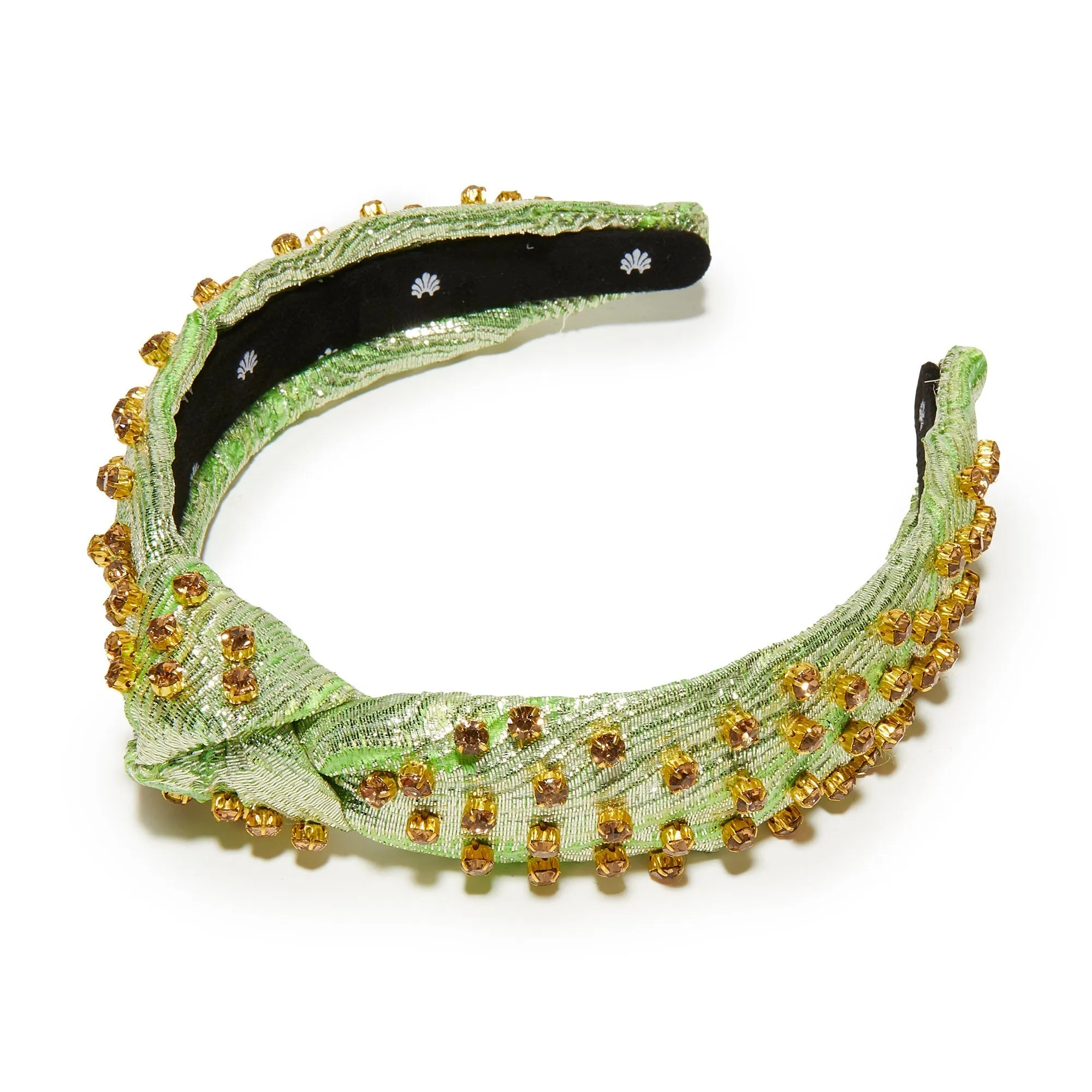 PARAKEET EMBELLISHED BROCADE SLIM KNOTTED HEADBAND sold by Lele Sadoughi
