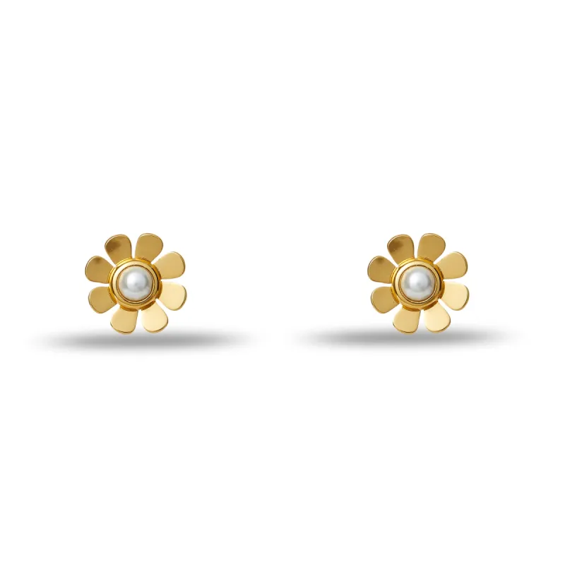 GOLD DAISY STUD EARRINGS sold by Lele Sadoughi
