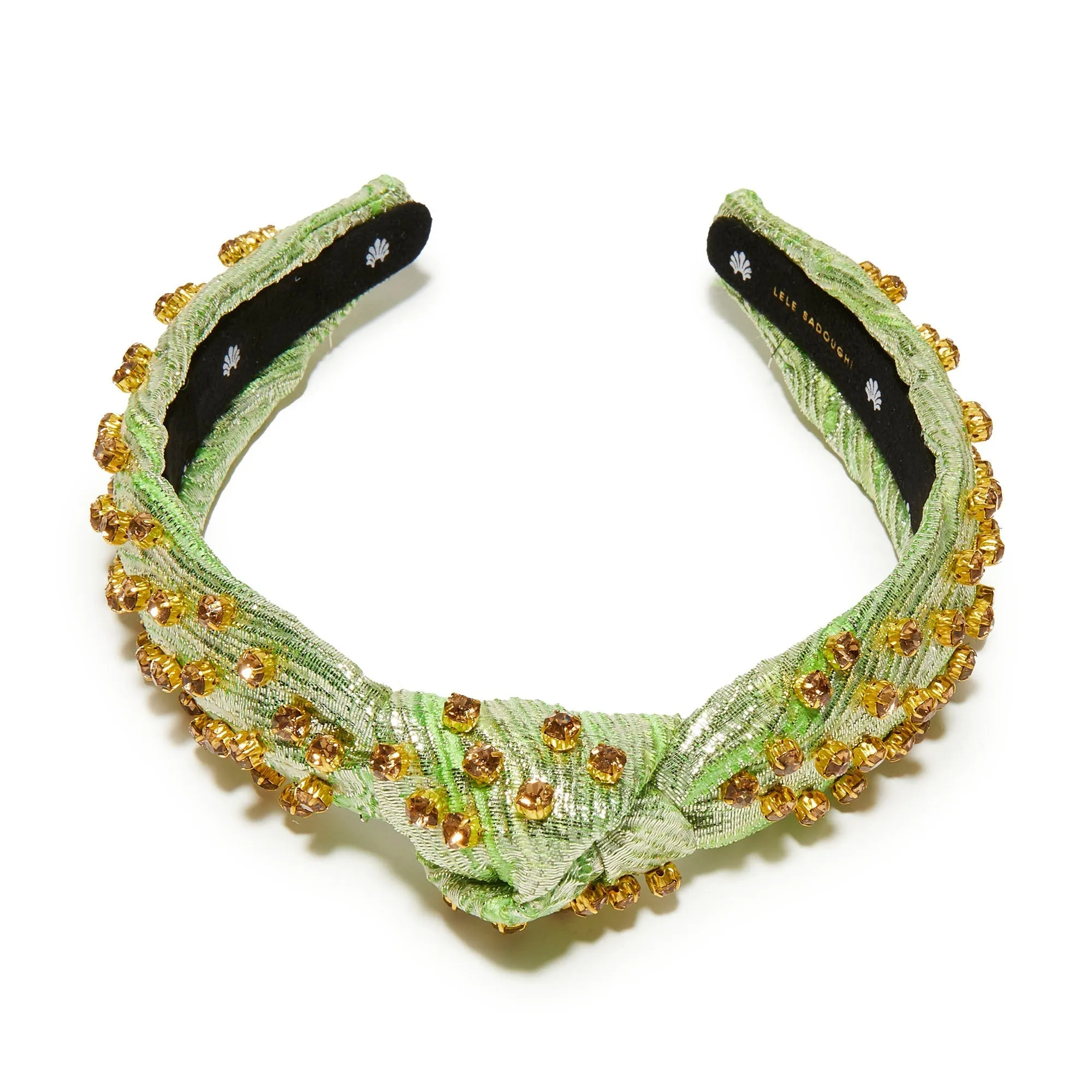 PARAKEET EMBELLISHED BROCADE SLIM KNOTTED HEADBAND sold by Lele Sadoughi product image thumbnail 5