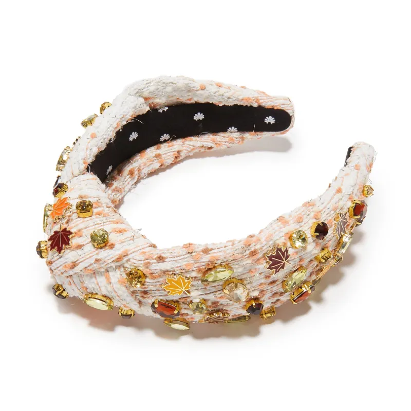 AUTUMN BOUCLE FALLING LEAVES CRYSTAL KNOTTED HEADBAND sold by Lele Sadoughi