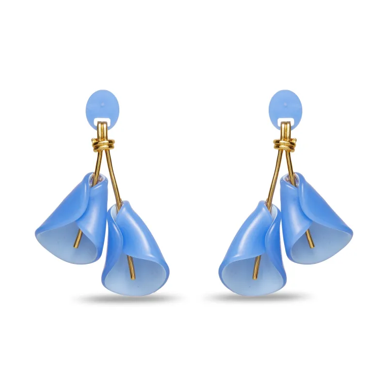 LAKE BLUE CALLA LILY EARRINGS sold by Lele Sadoughi