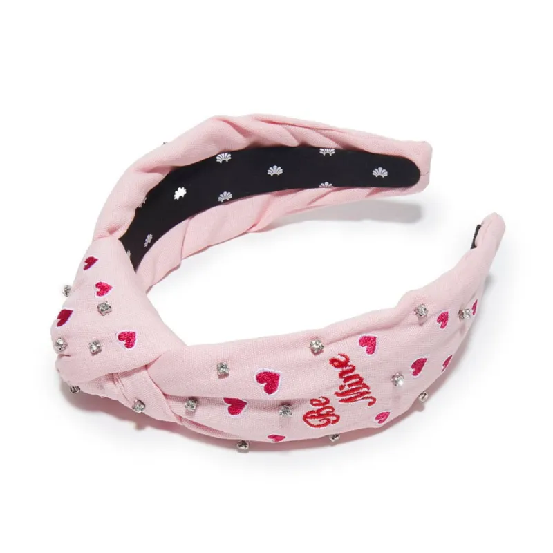 PETAL PINK EMBROIDERED VALENTINES KNOTTED HEADBAND sold by Lele Sadoughi