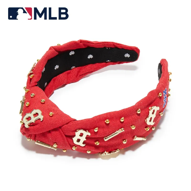 BOSTON RED SOX LELE SADOUGHI / MLB RED EMBELLISHED KNOTTED HEADBAND sold by Lele Sadoughi