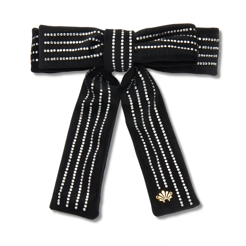 JET CRYSTAL PINSTRIPE ANTOINETTE BOW BARRETTE sold by Lele Sadoughi