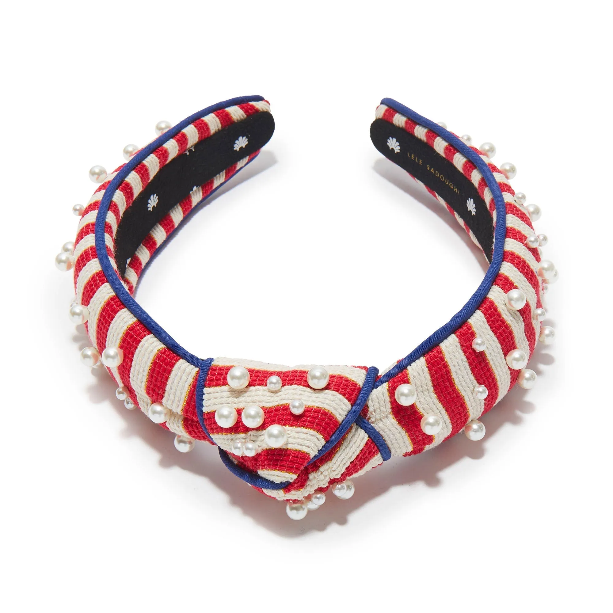 MULTI STRIPE PEARL SLIM KNOTTED HEADBAND sold by Lele Sadoughi product image thumbnail 4