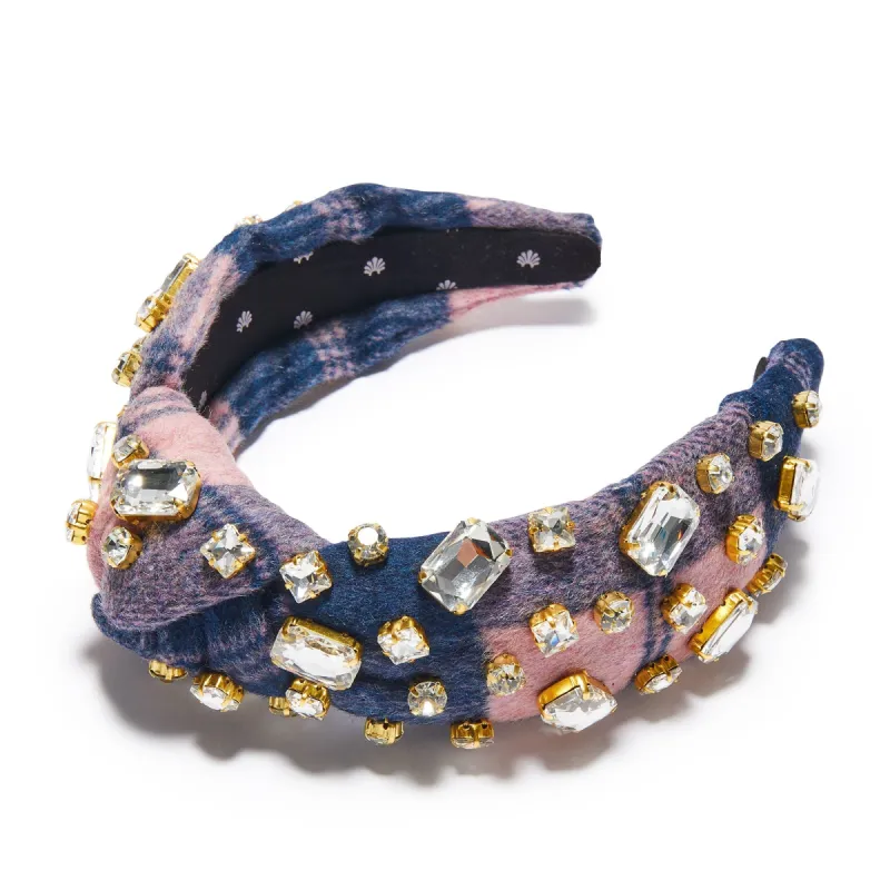 COTTON CANDY RECTANGLE CRYSTAL PLAID KNOTTED HEADBAND sold by Lele Sadoughi