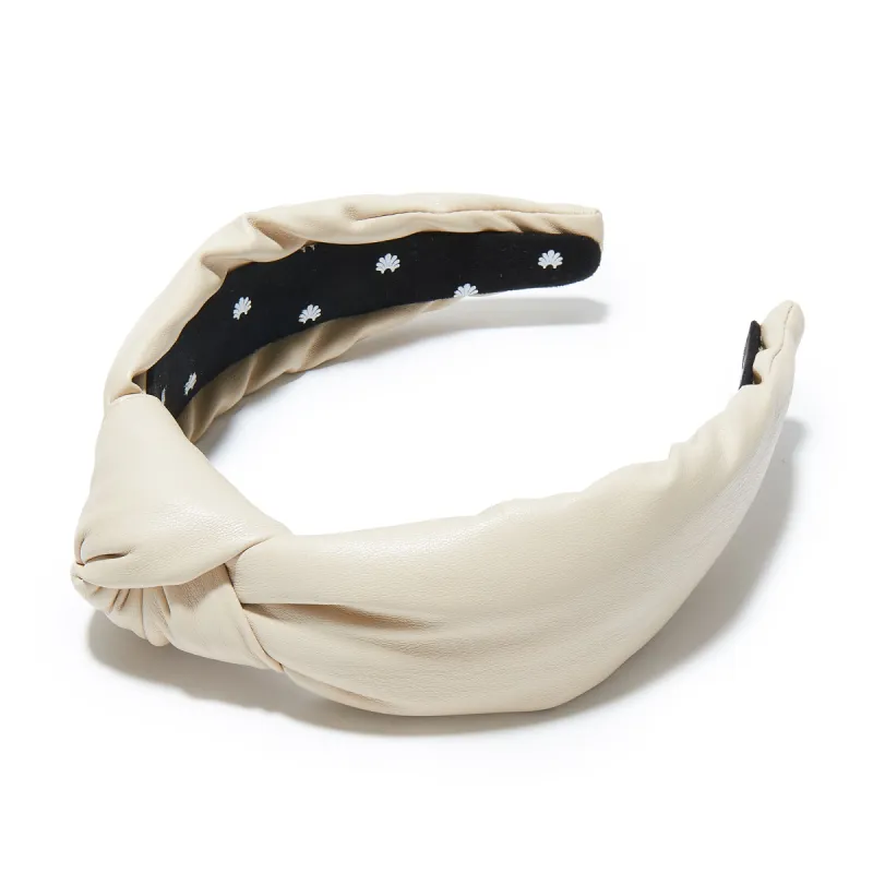 BISQUE FAUX LEATHER KNOTTED HEADBAND sold by Lele Sadoughi