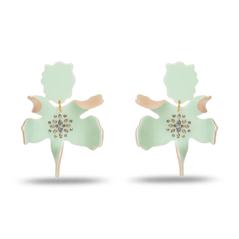 KIWI SPARKLE PAPER LILY EARRINGS sold by Lele Sadoughi