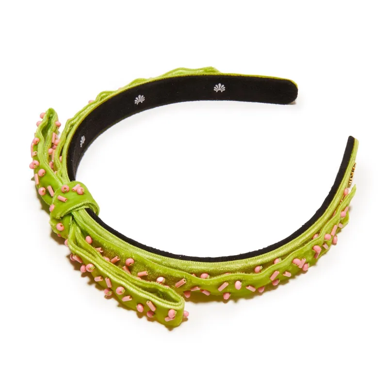 PARAKEET EMBELLISHED BARDOT SLIM RIBBON HEADBAND sold by Lele Sadoughi