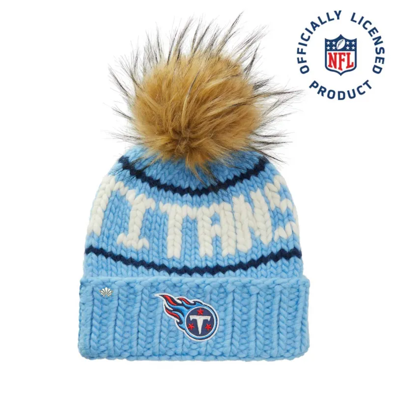 TENNESSEE TITANS LELE SADOUGHI X NFL SKY BEANIE FAUX FUR POM sold by Lele Sadoughi