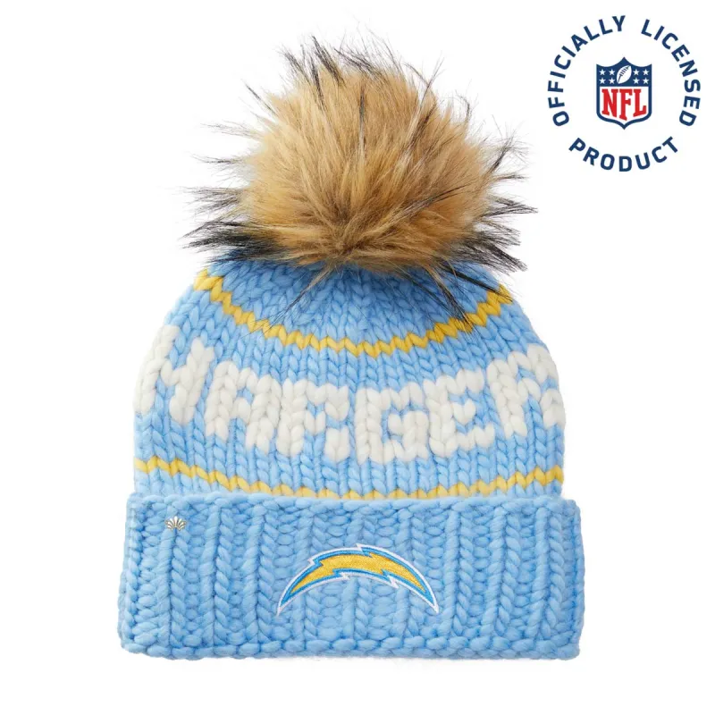 LA CHARGERS LELE SADOUGHI X NFL SKY BEANIE FAUX FUR POM sold by Lele Sadoughi