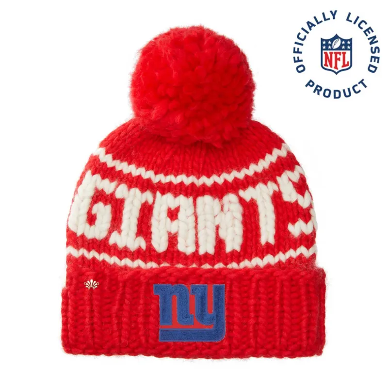 NEW YORK GIANTS LELE SADOUGHI X NFL RED BEANIE YARN POM sold by Lele Sadoughi