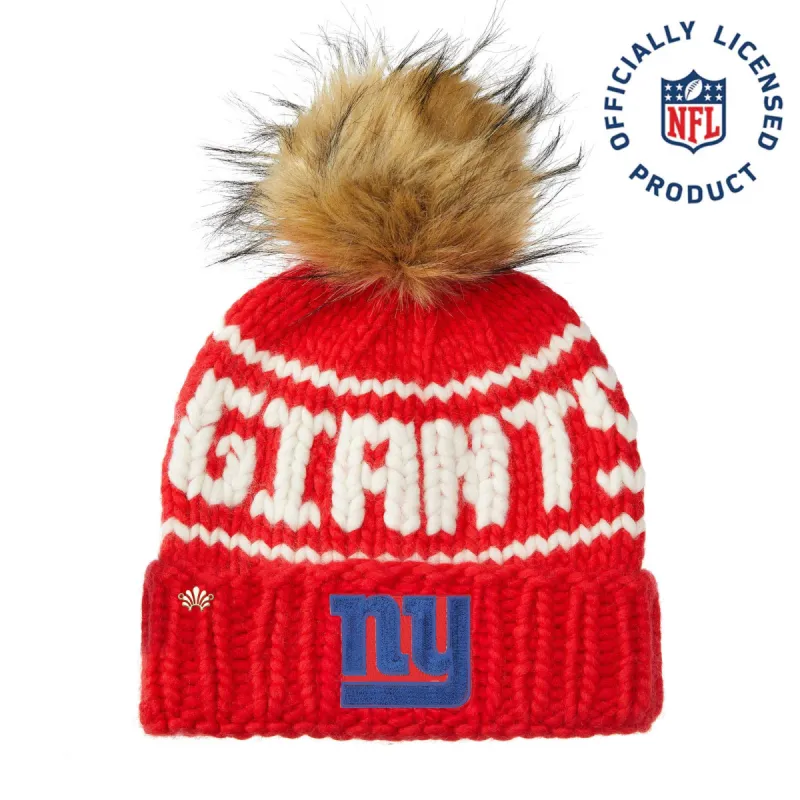 NEW YORK GIANTS LELE SADOUGHI X NFL RED BEANIE FAUX FUR POM sold by Lele Sadoughi