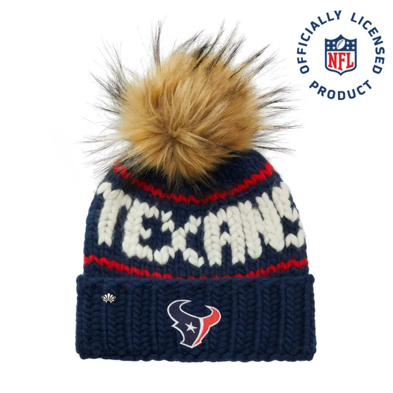 HOUSTON TEXANS LELE SADOUGHI X NFL NAVY BEANIE FAUX FUR POM sold by Lele Sadoughi