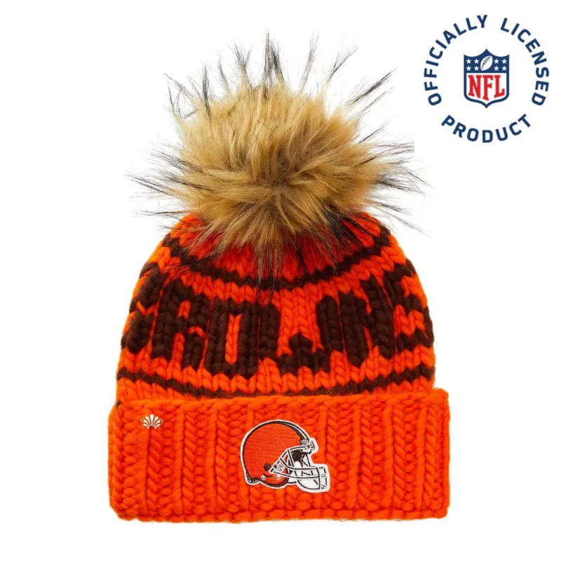 CLEVELAND BROWNS LELE SADOUGHI X NFL ORANGE BEANIE FAUX FUR POM sold by Lele Sadoughi