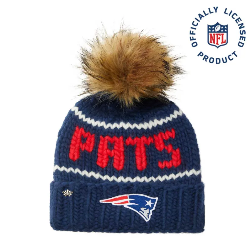 NEW ENGLAND PATRIOTS LELE SADOUGHI X NFL NAVY BEANIE FAUX FUR POM sold by Lele Sadoughi