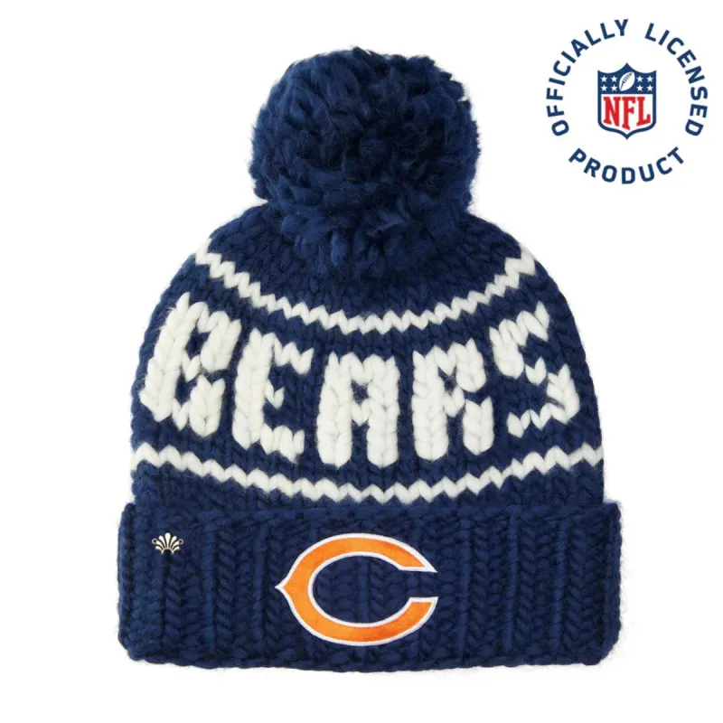 CHICAGO BEARS LELE SADOUGHI X NFL NAVY BEANIE YARN POM sold by Lele Sadoughi