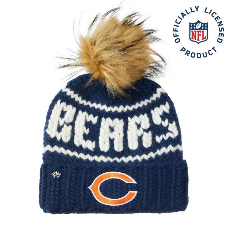 CHICAGO BEARS LELE SADOUGHI X NFL NAVY BEANIE FAUX FUR POM sold by Lele Sadoughi