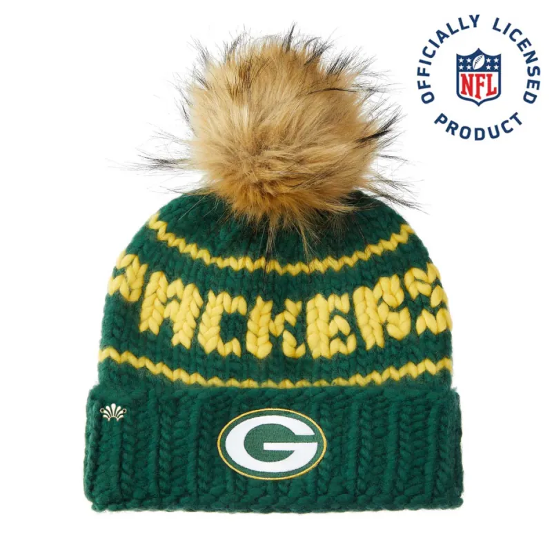 GREEN BAY PACKERS LELE SADOUGHI X NFL FOREST GREEN BEANIE FAUX FUR POM sold by Lele Sadoughi