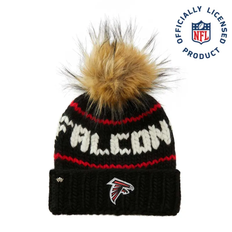 ATLANTA FALCONS LELE SADOUGHI X NFL BLACK BEANIE FAUX FUR POM sold by Lele Sadoughi