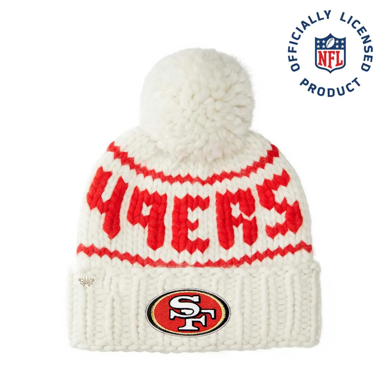 SF 49ERS LELE SADOUGHI X NFL WHITE BEANIE YARN POM sold by Lele Sadoughi