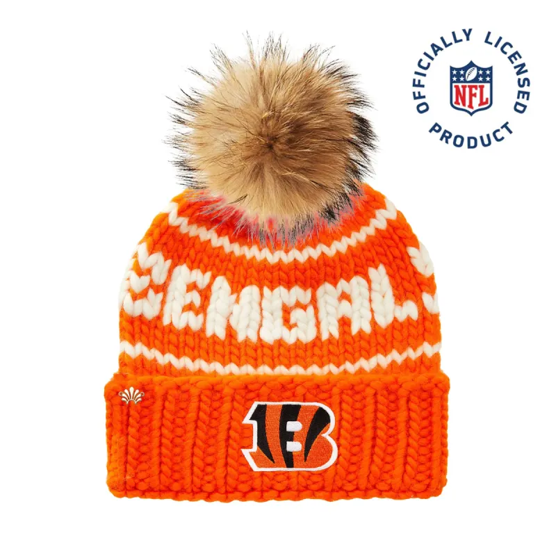 CINCINNATI BENGALS LELE SADOUGHI X NFL ORANGE BEANIE YARN POM sold by Lele Sadoughi