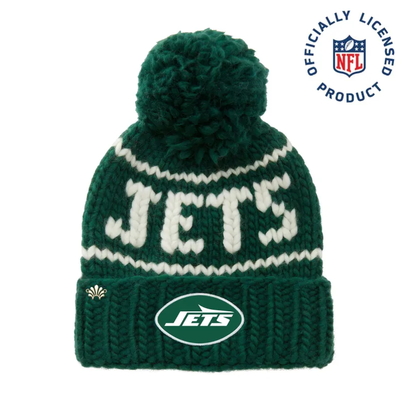NEW YORK JETS LELE SADOUGHI X NFL FOREST GREEN BEANIE YARN POM sold by Lele Sadoughi