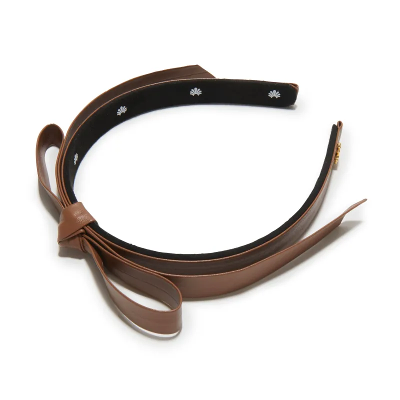 COGNAC BARDOT FAUX LEATHER HEADBAND sold by Lele Sadoughi