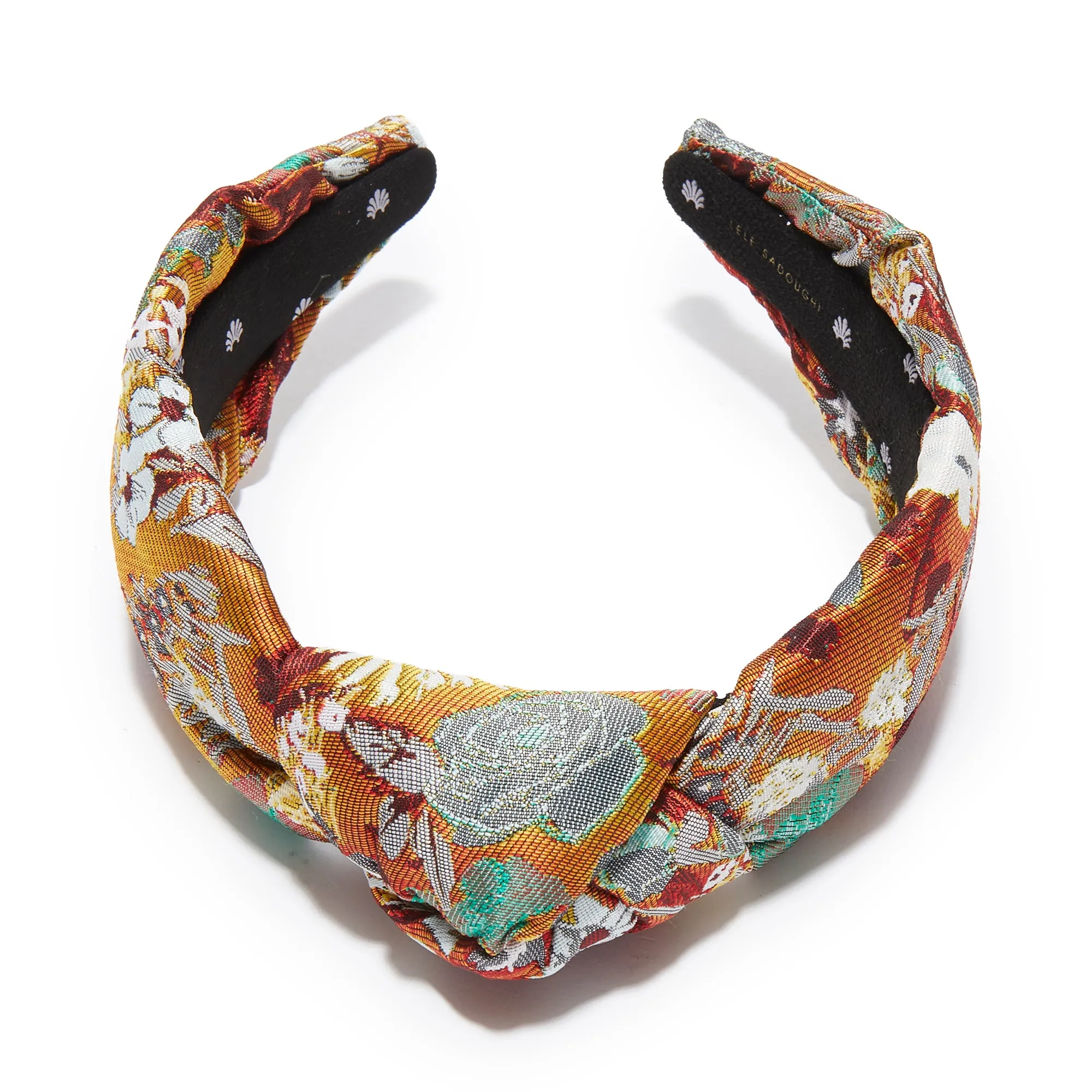 FLORAL RUST BROCADE KNOTTED HEADBAND sold by Lele Sadoughi product image thumbnail 3