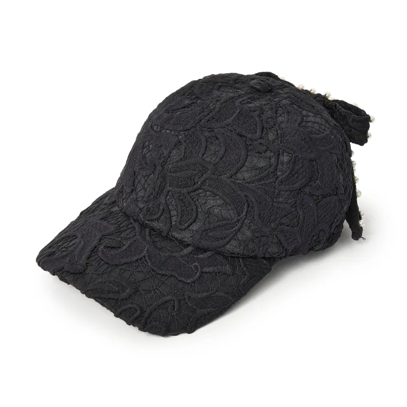 JET LACE BOW EMBELLISHED BASEBALL CAP made by Lele Sadoughi