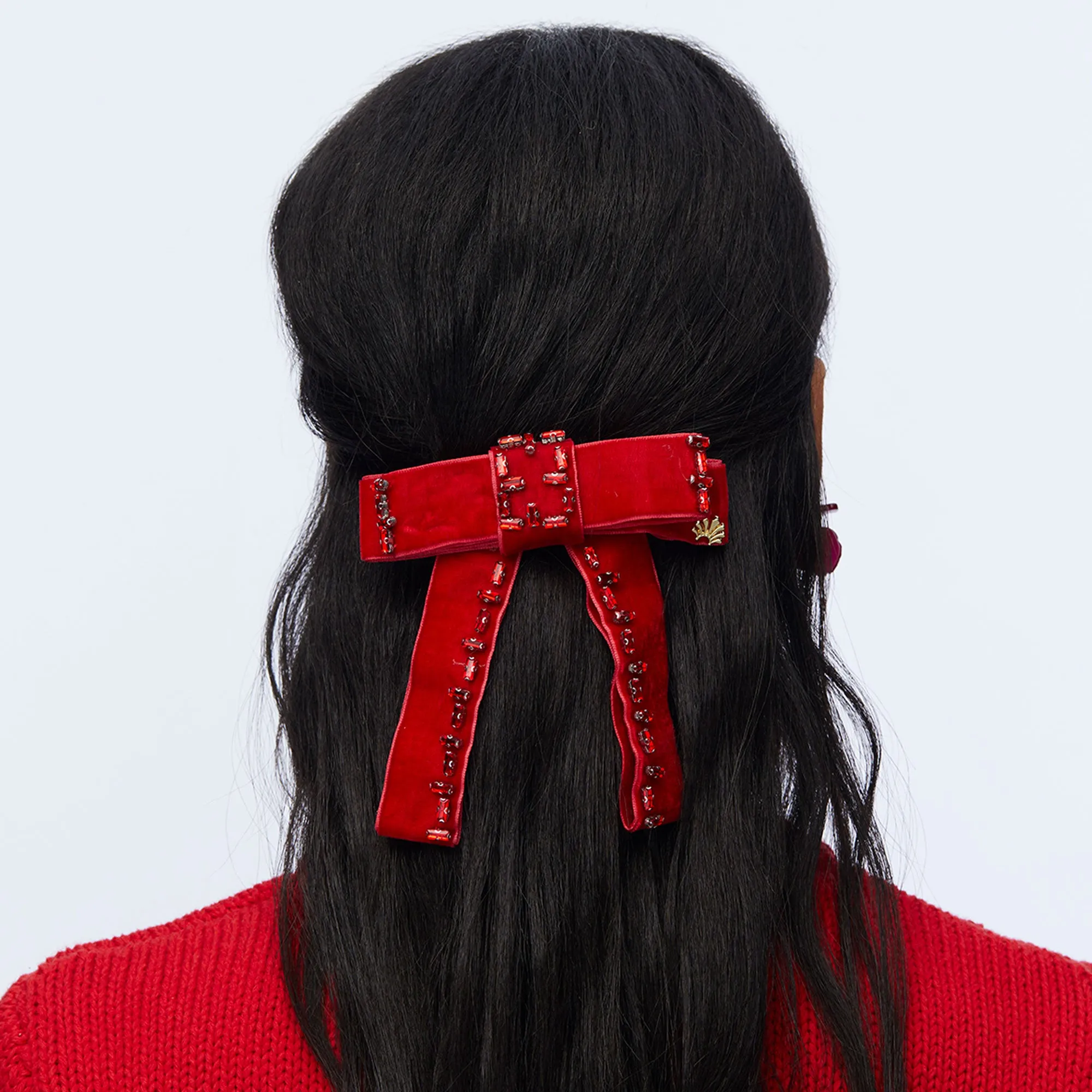 RED KATE CRYSTAL BOW BARRETTE sold by Lele Sadoughi product image thumbnail 2