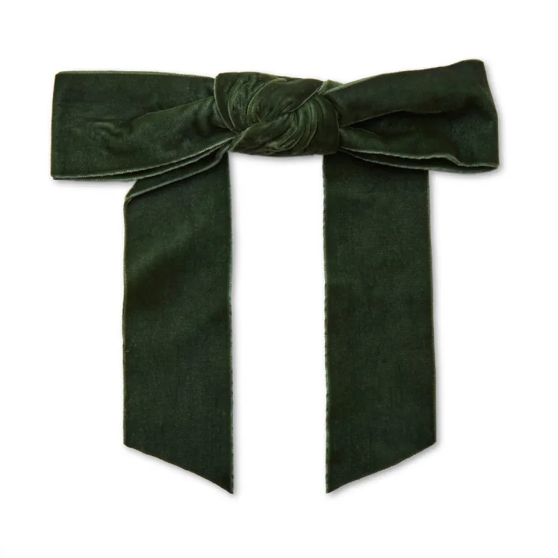 PINE GREEN SHIRLEY VELVET BOW BARRETTE sold by Lele Sadoughi