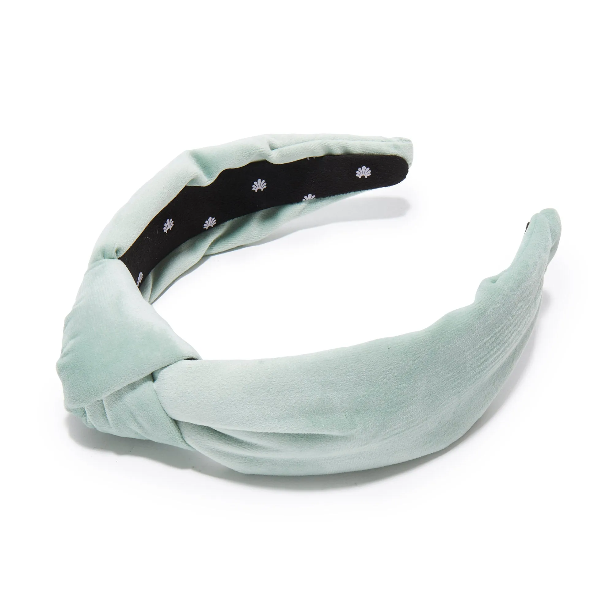 SMOKY AQUA VELVET KNOTTED HEADBAND sold by Lele Sadoughi