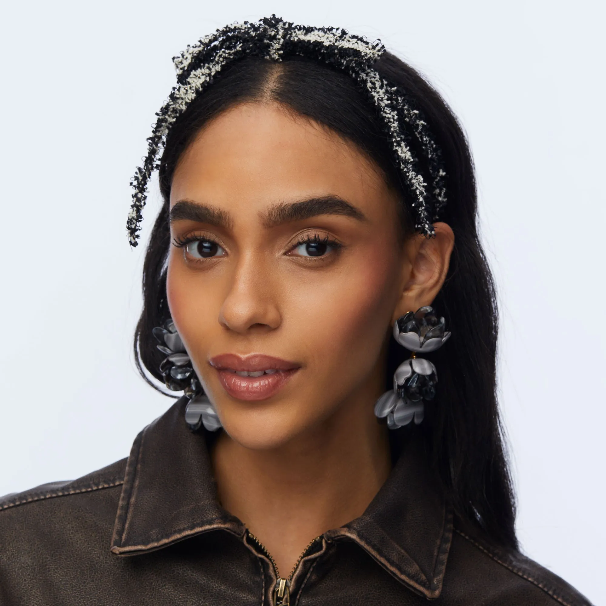 JET TWEED BARDOT RIBBON SLIM HEADBAND sold by Lele Sadoughi product image thumbnail 2