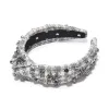CHARCOAL STITCH CRYSTAL SNOWFLAKE SLIM KNOTTED HEADBAND sold by Lele Sadoughi