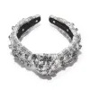 CHARCOAL STITCH CRYSTAL SNOWFLAKE SLIM KNOTTED HEADBAND sold by Lele Sadoughi